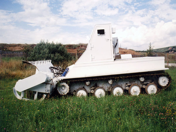 Vehicle for demining field